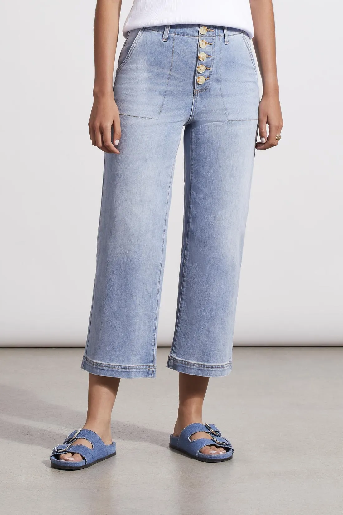 Tribal  Spring/Summer 2024-5377O-292-Crop Wide Jeans-Beach Wash