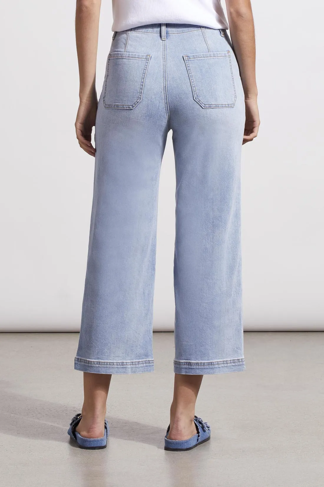 Tribal  Spring/Summer 2024-5377O-292-Crop Wide Jeans-Beach Wash