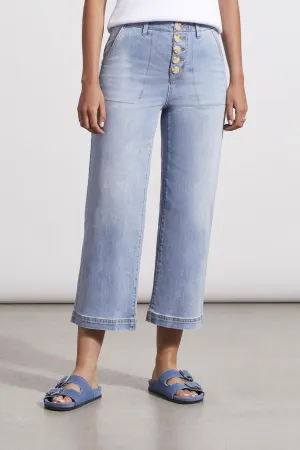 Tribal  Spring/Summer 2024-5377O-292-Crop Wide Jeans-Beach Wash