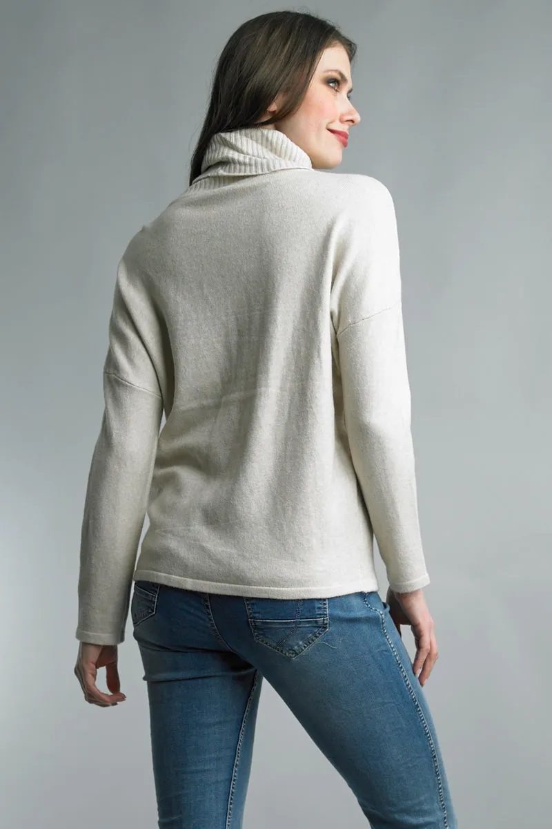 Turtleneck Sweater With Chain Stitching Detail