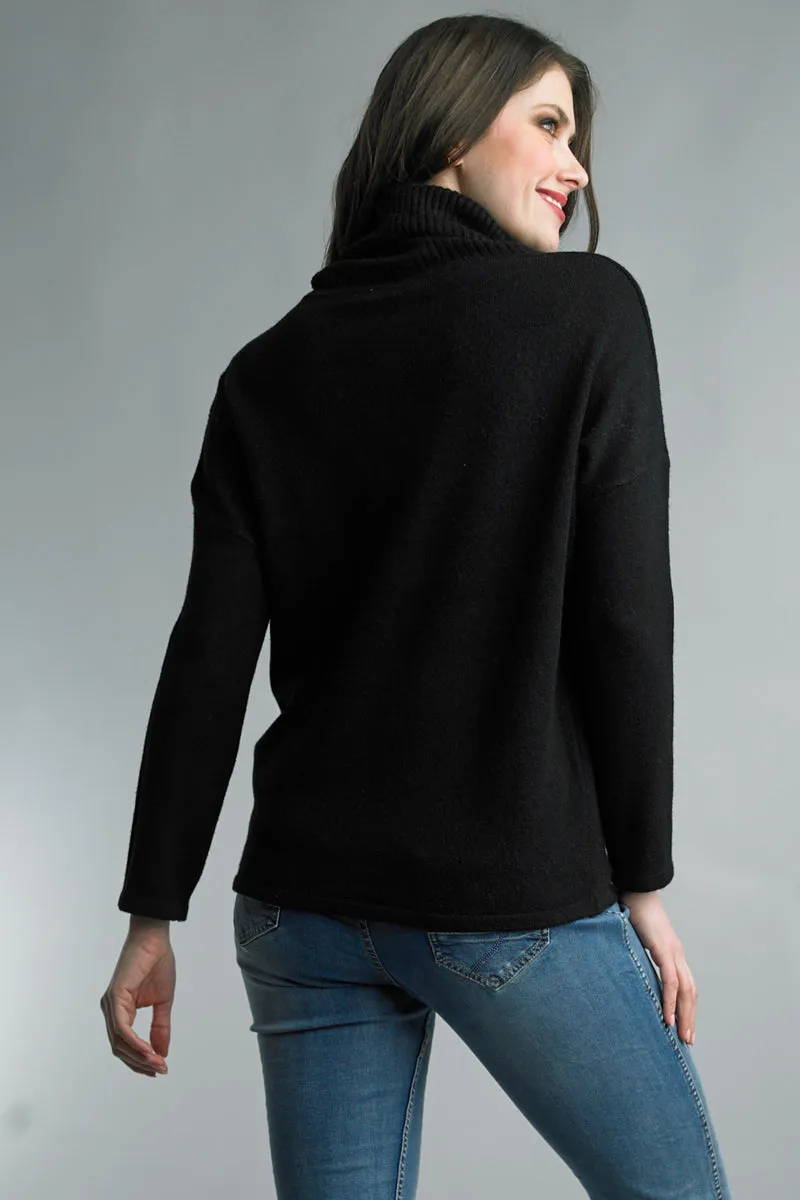 Turtleneck Sweater With Chain Stitching Detail