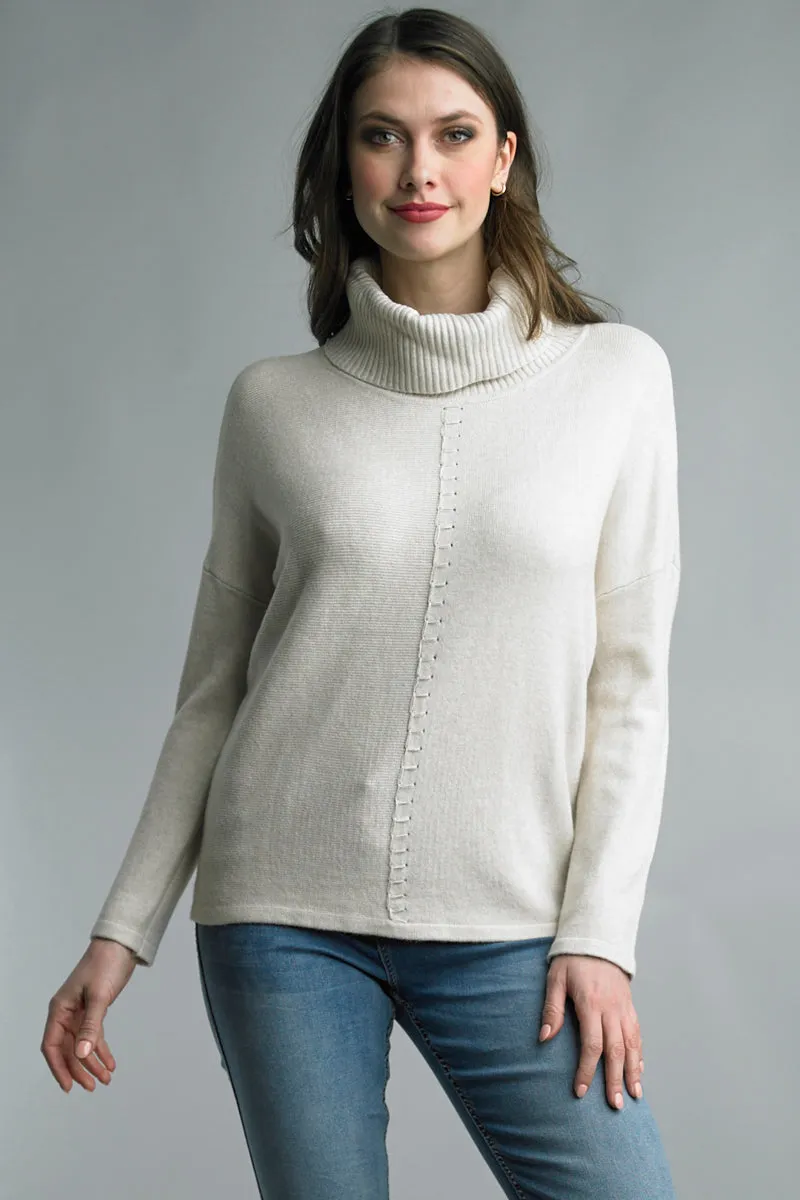 Turtleneck Sweater With Chain Stitching Detail