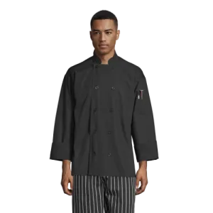 Uncommon Threads Poplin Chef Coat W/Mesh Back XL Black Unisex 65/35% Poly/Cotton Poplin