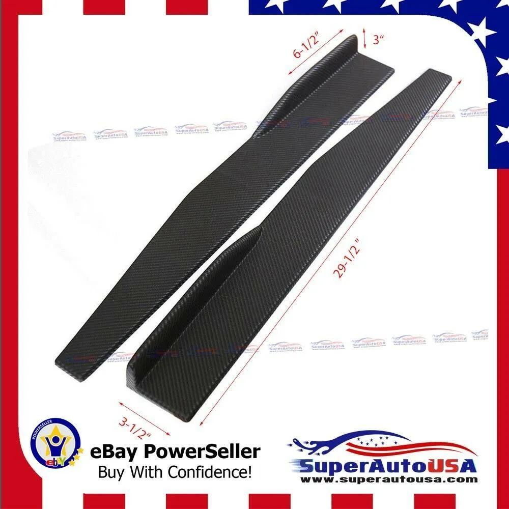 Universal Side Skirts Body Kit Rocker Panels Splitters Winglet Wings (Carbon Fiber Print, 4 pcs)