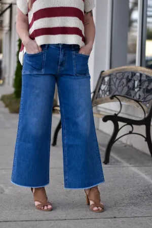 Vervet Raw Hem Ankle Wide Leg Jean