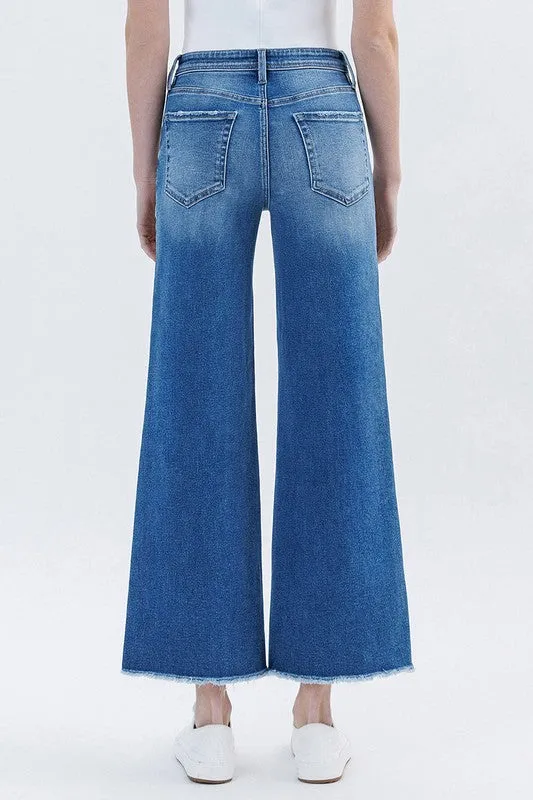 Vervet Raw Hem Ankle Wide Leg Jean