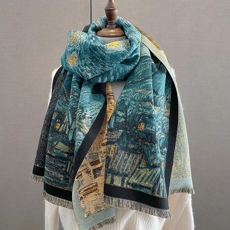 Vincent Van Gogh Starry Night Exclusive Women's Winter Shawl
