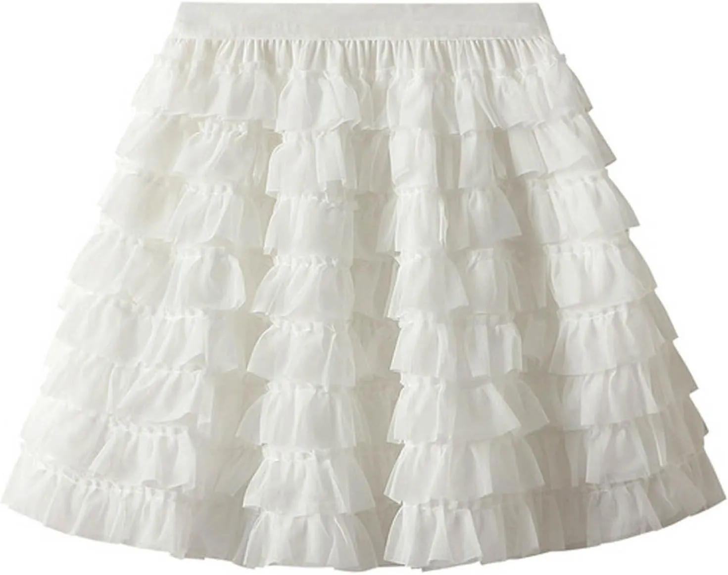 Women's Cute Fashion Layered Cake Short Skirts Summer High Waist Casual Solid Ruffled Half-Body Skirt 2025 Basic