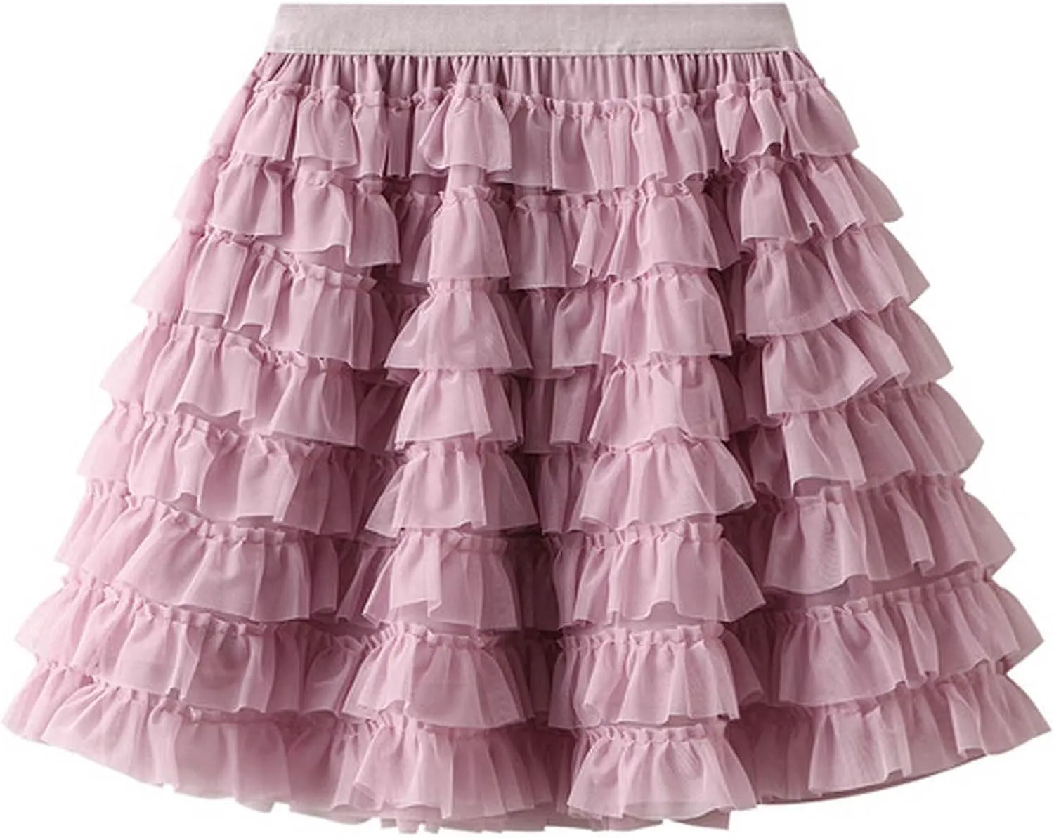 Women's Cute Fashion Layered Cake Short Skirts Summer High Waist Casual Solid Ruffled Half-Body Skirt 2025 Basic