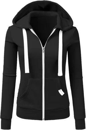 Womens Zip Up Hoodies Long Sleeve Slim Fit Hooded Sweatshirts 2024 Casual Lightweight Jacket Streetwear Hoodies