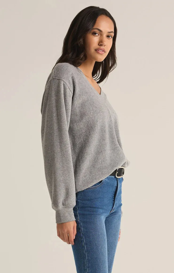 Z Supply Off the Clock Cozy V-Neck - Classic Heather Grey