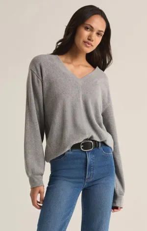 Z Supply Off the Clock Cozy V-Neck - Classic Heather Grey