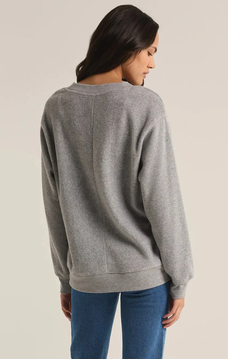Z Supply Off the Clock Cozy V-Neck - Classic Heather Grey